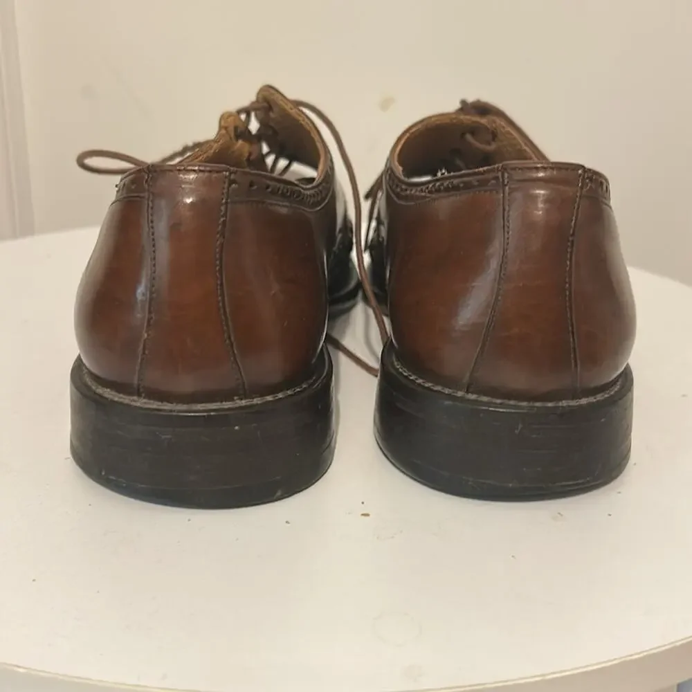 Mezlan Del Mar brown woven leather Oxford dress shoes made in Spain. Size 10